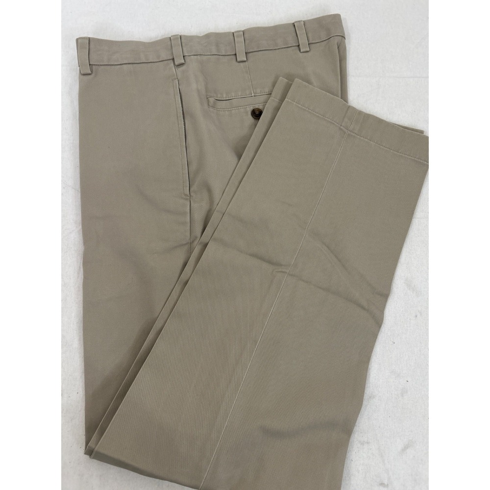 BROOKS BROTHERS 1818 Cotton Flat Front Khaki Dress Casual Pants Men's Sz 34x32